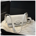 Bolso baguette blanco con grabado lichi, mini bolso y cadena dorada en caja de regalo - Blanco