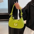 Lime green half-moon underarm bag with gold D-buckle and knotted strap detail - Green