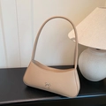 Borsa a spalla minimalista beige in ecopelle con tracolla sottile e dettaglio a fiocco - Cachi