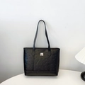 Sac fourre-tout en cuir noir avec motif de chien cartoon et plaque en métal argenté - Sans foulard / Noir