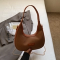Braune Leder- und Web-Hobo-Tasche für Damen mit Goldkette und Miss mini Markenetikett - Braun