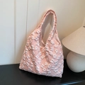 Sac fourre-tout rose avec dentelle florale 3D blanche et bretelles souples de fée - Rose