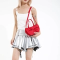 Elegante borsa a mano rossa a forma di fiocco in tessuto opaco con tracolla abbinata - Rosso