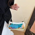 Irisierende weiße Jelly-Schultertasche mit PU-Besatz und transparentem PVC-Material - Weiß