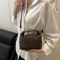 Mini dark brown snakeskin patterned crossbody bag with elegant gold metal hardware buckle - Brown
