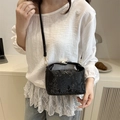 Elegant black python pattern crossbody bag with golden hardware for stylish women - Black