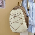 Minimalistischer Freizeitrucksack in Beige und Khaki mit verstellbaren elastischen Zügen - Khaki (Ohne Anhänger)