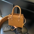 Brown monogram crossbody bag with M-pattern, gold hardware and detachable strap - Brown