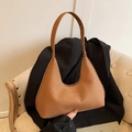 Brown woven texture hobo shoulder bag with a stylish half-moon design for women - Brown