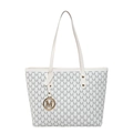 Sac fourre-tout blanc avec motif monogramme M et un charm pendentif M doré - Blanc