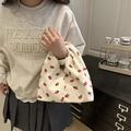 Sac à main chic en velours côtelé crème avec imprimé fraise rouge pour style décontracté - Corduroy / Fraise Blanc
