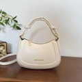 Borsa a mano bianca minimalista con design a nodo e finiture metalliche dorate - Bianco Sporco