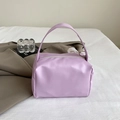 Borsa a mano quadrata lavanda con manico e ciondolo decorativo in pizzo e perle - Viola Senza Ciondolo