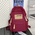 Sac à dos multifonction grande capacité bordeaux foncé avec détail étiquette mode - Rouge