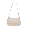 Chic cream crocodile pattern shoulder bag for women with golden zipper and sleek retro design - White