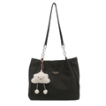 Sac fourre-tout noir à chaîne argentée avec un pendentif nuage en peluche - Noir Avec Pendentif