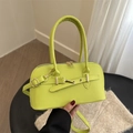 Retro fruit green bowling handbag with gold hardware and a detachable shoulder strap - Green