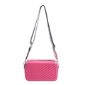 Borsa a tracolla trapuntata rosa con motivo chevron e tracolla a pied-de-poule - rosa acceso