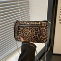 Fashionable leopard print crossbody bag with silver stud trim and metal chain strap - Leopard Brown