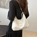 White pleated shoulder bag for women with elegant metal chain strap and minimalist design - No Pendant / White