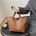 Sac cabas en similicuir marron vintage avec texture plissée et fermeture éclair pour femme - Marron