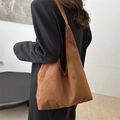 Retro brown oversized matte tote bag for women showing soft texture and spacious design - Brown
