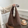 Deep brown matte suede tote bag with large capacity for autumn and winter shoulder carry - Brown