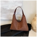 Borsa hobo vintage in pelle scamosciata marrone opaca con manico in pelle caffè scuro - Marrone