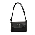 Borsa a spalla minimalista nera in finta pelle con fiocco argento e spalline annodate - Nero