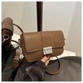 Piccola borsa a tracolla quadrata in pelle PU marrone opaco con cinturino regolabile - Marrone