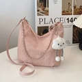 Pink soft nylon crossbody cloud bag with silver chain and cute plush cloud charm - Pink With Cloud Pendant