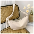 Bolso hobo creciente de PU blanco crema minimalista con correa ancha ajustable y hebilla - Beige