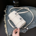 White croc-effect cylinder shoulder bag with silver twist locks and metallic ball charm - Off-White (Without Pendant)