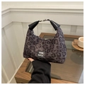 Modische Handtasche mit Leopardenmuster, Ledergriff und Vintage-Metallschnalle - Kaffee Ohne Anhänger