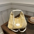 Sac seau tricoté jaune avec bretelles en cuir blanc et détail logo Fashion Bags - Sans Pendentif / Jaune