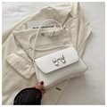 Elegant white leather shoulder bag featuring a silver bow metal buckle and rope strap - White