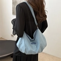 Sac hobo bleu clair en nylon avec bandoulière réglable pour femmes élégantes - Bleu (Sans Pendentif)