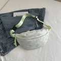 Bolso de pecho verde menta con textura de tejido diagonal y correa ajustable para mujer - Verde