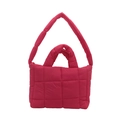 Rose red quilted puffer tote bag with padded handles and water-resistant nylon finish - Rose Red