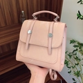 Pink marbled small backpack with silver metal accents and a versatile top handle strap - No Pendant / Pink