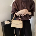 Chic beige pleated crossbody handbag with knotted top handle and flap closure for women - Khaki