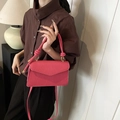 Chic rose pink textured mini square bag with knotted handle and shoulder strap - Rose Red