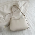 Elegante borsa sottobraccio bianca crema in pelle PU con tracolla ampia e liscia - Bianco