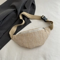 Schicke beige Gürteltasche mit Fischgrätenmuster und verstellbarem Gurt für Crossbody-Look - Khaki