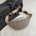 Umhängetasche aus braun-weißem Tweed mit verstellbarem dicken Canvas-Gurt - Braun