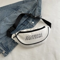 Borsa a tracolla unisex bianca con logo FANYISSA e cinturino nero regolabile - Bianco
