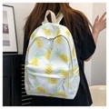 Zaino bianco con vivaci stampe di ananas e spallacci in nylon per ragazze - Bianco