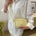 Light yellow PU leather crossbody bag with knot strap detail and logo print - Yellow