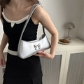 Bolso de hombro plateado brillante con lazo metálico, elegante bolso de mano mujer - Plateado