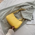 Bright yellow minimalist underarm bag in matte PU leather for stylish shoulder wear - Yellow